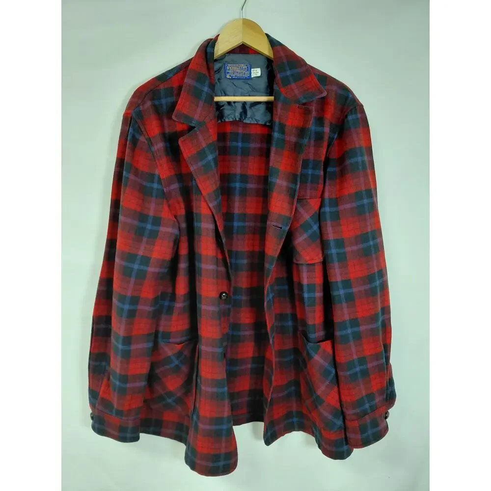 Vintage Pendleton Virgin 100% Wool Flannel Heavy Shirt Jacket Men Size XL